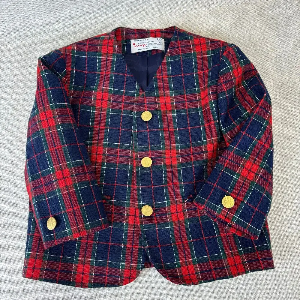 VINTAGE Lord and Taylor little‎ girls blazer, Tartan Plaid, size 2